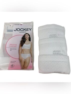 Jockey Elance breathe comfort Women’s size 10 (3XL) 3 pk hipsters panties White